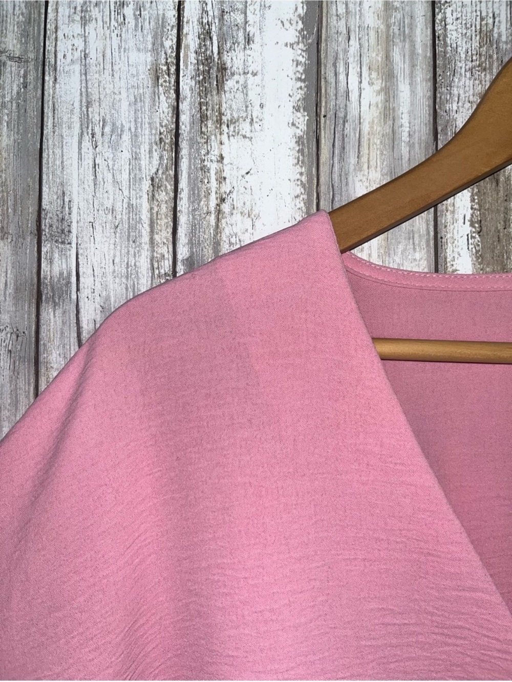 Entro Pink Oversized Blouse L Flowy V Neck Short Sleeve Boho Lightweight Top - Picture 3 of 5